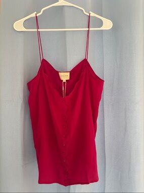 Sezane Fuchsia Scalloped Button Cami